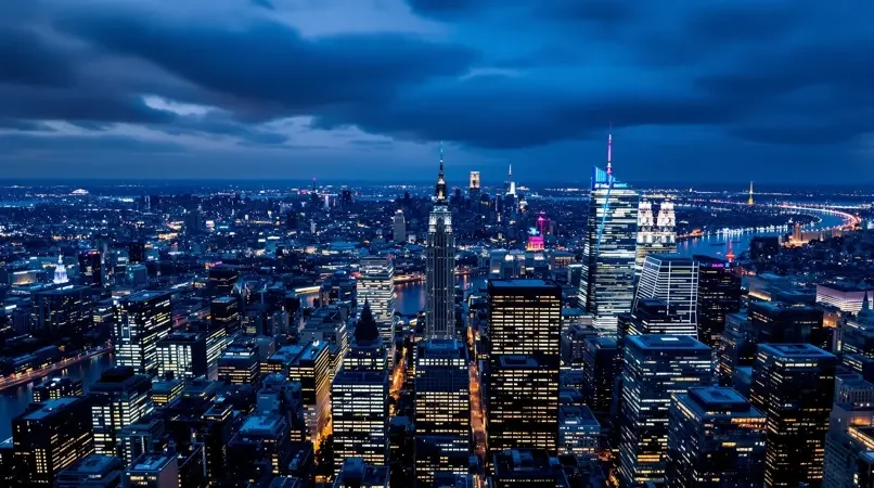 城市天际线夜景，万家灯火的浪漫 - 茶杯狐影视